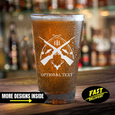 Personalized Hunting And Fishing Beer Glasses